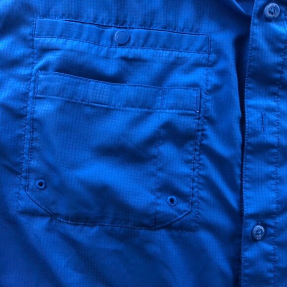Columbia Mens Fishing Shirt Large Short Sleeve Blue Button Up Vented Outdoors - Picture 8 of 16